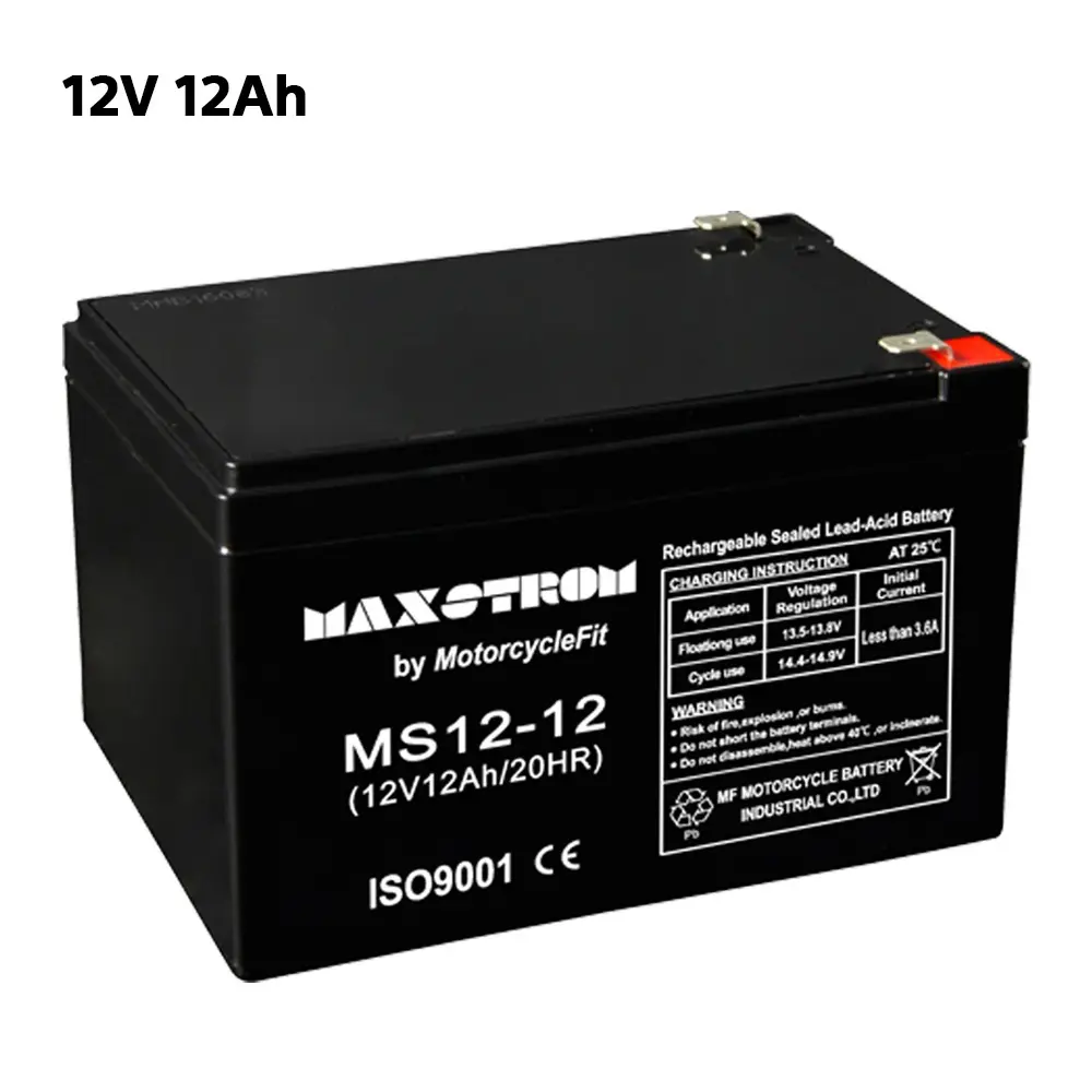 Maxstrom 12V 12Ah – Aki Tahan Lama untuk UPS, Genset, dan Sepeda Listrik